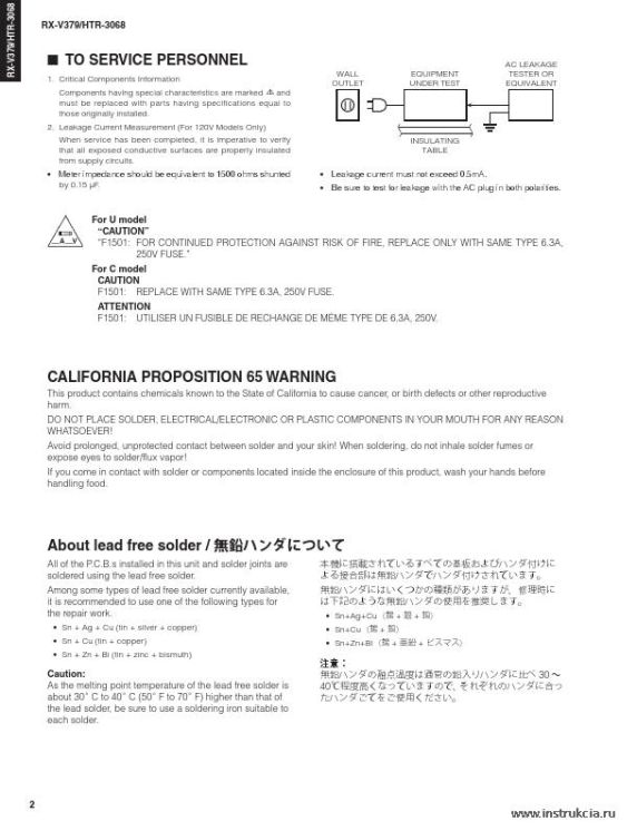 Сервисная инструкция YAMAHA RX-V379