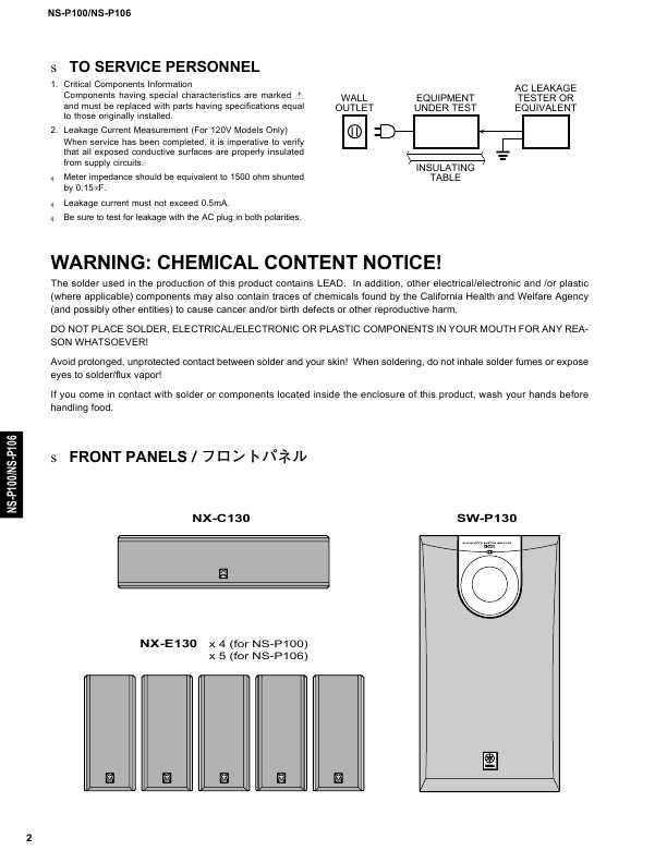 Сервисная инструкция Yamaha SW-P130, NS-P100, NS-P106
