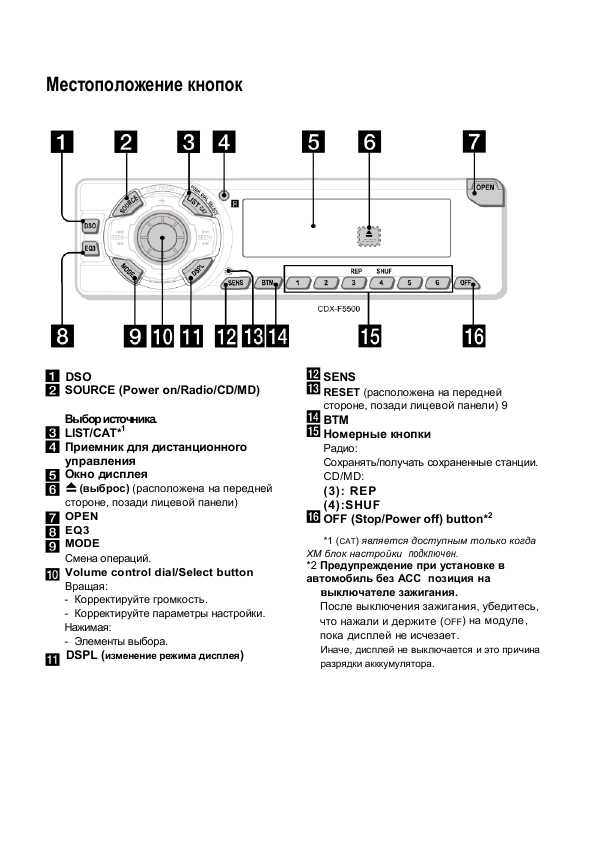 Инструкция Sony CDX-F5500X