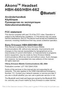 Инструкция Sony Ericsson HBH-660