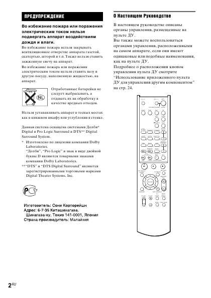 Инструкция Sony HT-K250