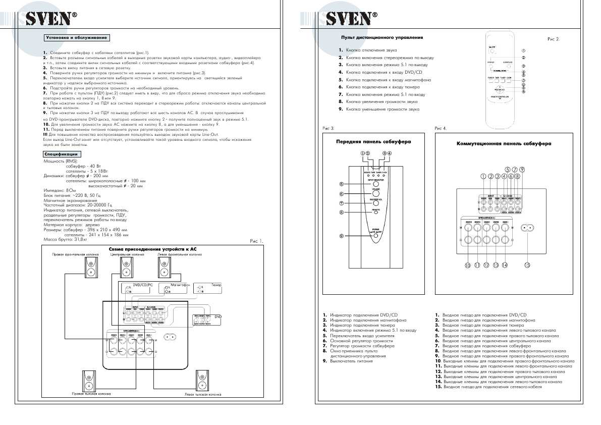 Инструкция Sven SVEN-988