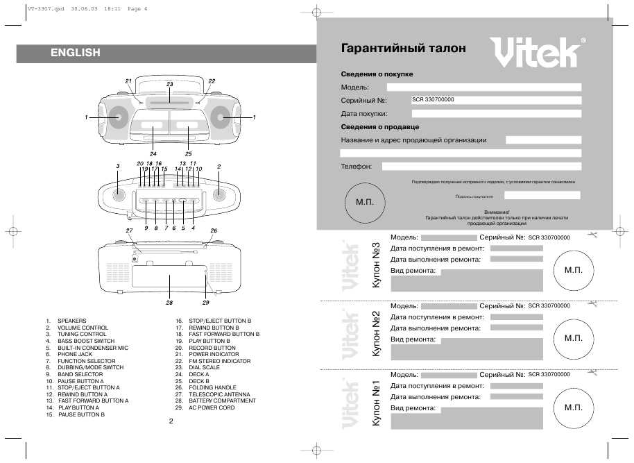 Инструкция Vitek VT-3307