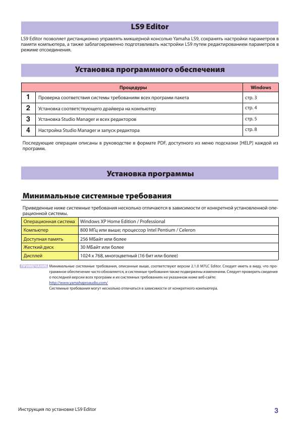 Инструкция Yamaha LS9 Editor Install